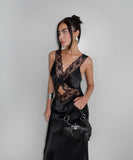 Alluring Sexy Cutout V-Neck Lace Fishtail Dress in Black