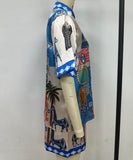 Positioned Print Open Cardigan Shirt And Short Pants Set