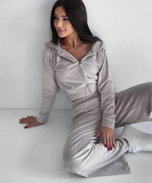 Chic Women's Two-Piece Hooded Casual Hoodie Set