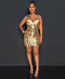 Glam Up with Fashion Hot Diamond Sequin Top Dress with Boobs and Buttocks