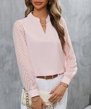 Ladies Blended Chiffon Long Sleeve Solid Color Blouse