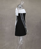 One-Shoulder Fitted Waist Bow Dress Elegant Evening Wear Chic Silhouette Dramatic Bow Detail