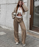 Solid Color Fashionable Casual Pants for Men and Women in Grey Black and Khaki