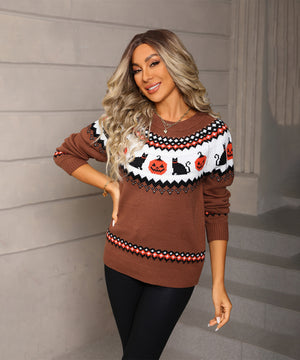 Knitted Christmas Halloween Sweater Women Cozy And Festive