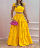 Classic Relaxed Halter Maxi Two-Piece Set For Women