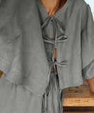 Puff Sleeve Summer Shirt Set with Stylish Half-Length Skirt