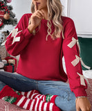 Round-Neck Bow Tie Christmas Hoodie For Women Cozy Fit Relaxed