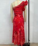 Figure-Hugging Sleeveless Dress with 3D Floral Accents