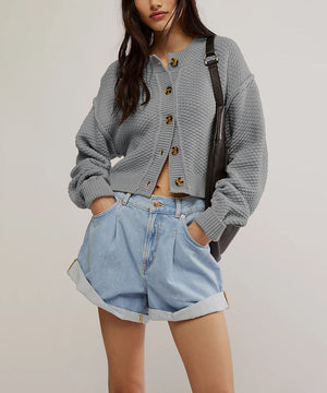 Relaxed Fit Knit Button-Up Cardigan Coat