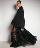 High Waisted Netted Lace Sheer Mid Length Skirt for Women