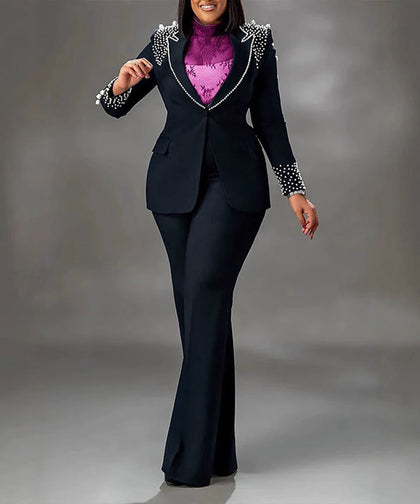 Sleek Long Sleeve Two-Piece Suit