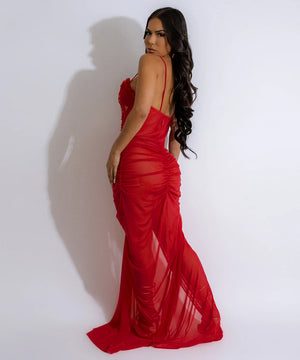 Seductive Sexy See-Through Polyester Mesh High Slit Dress