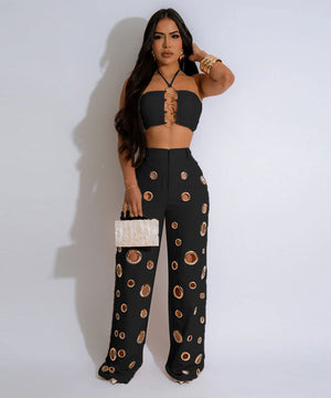 Sexy Slits Fitted Two-Piece Set in Black Yellow Apricot White