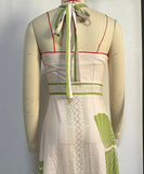 Sexy Form-Fitting Long Dress with Neck Tie Design in Green Black