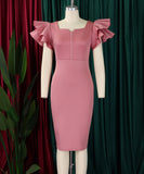Beaded Lotus Leaf Sleeve Women's Dress for Effortless Style