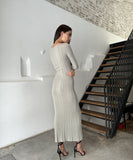 Long-Sleeved Knit Dress with Flattering Waist Cut