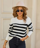 Classic Color Block Cable Knit Turtleneck Sweater Relaxed