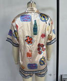 Casual Home Wear Cartoon Collar Pullover Short Pants Apricot