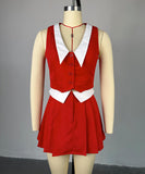 Chic Doll Neck Sleeveless Top and High-Waisted Skirt Set