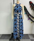 Printed Waist Slit A-Line Dress for Elegant Summer Looks