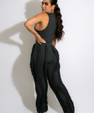 Sash Belt Pants and Sleeveless Fringe Top Set Bold Colors
