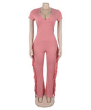 Fringed Figure-Hugging One-Piece Suit in Multiple Vibrant Colors