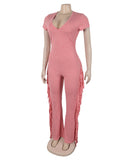 Fringed Figure-Hugging One-Piece Suit in Multiple Vibrant Colors
