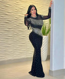 Chic Semi-High Neck Sexy Drill Skirt With Hip Wrap
