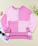 Casual Patchwork Collar Long Sleeve Pullover Soft And Cozy