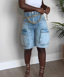 Light Blue Ripped Denim Pocket Jeans for Work and Casual Wear