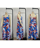 Vacation Style French Halter Floral Printed Maxi Dress