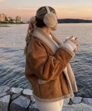 Classic Relaxed Coat With Turned-Down Collar For Winter