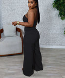 Chic Two-Piece Set with Tie-Up Top and High-Waisted Trousers