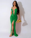 Seductive Sexy See-Through Polyester Mesh High Slit Dress