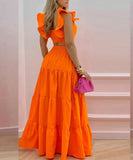 Classic Relaxed Halter Maxi Two-Piece Set For Women