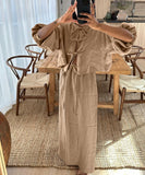 Puff Sleeve Summer Shirt Set with Stylish Half-Length Skirt