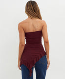 Chic Solid Color Slim-Fit Irregular Flounce High Waist Top