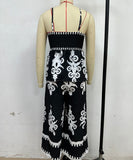 Ethnic Style Backless Halter Pants Set Figure Hugging