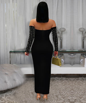 Slim Fit Sequin Dress With Arm Covers For Evening Glam