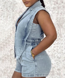 Casual Loose Denim One-Piece Shorts for Effortless Style