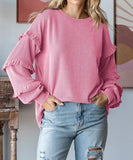 Lantern Style Dress With Lace Sleeves And Hooded Top