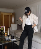 Relaxed Stand Up Collar Button Down Casual Everyday Jacket