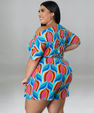 Stylish Printed One-Piece Waistband With Sloping Shoulders Design