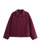 Pure Color Wide Zip Wool Coat With Classic Fit Beige