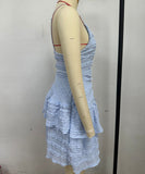Seductive Ruffled Spaghetti Strap Lace Dress in Solid Colors