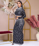 Chic Long Sleeve Top Bag Hip Split Skirt Two-Piece Set for Elegant Versatility