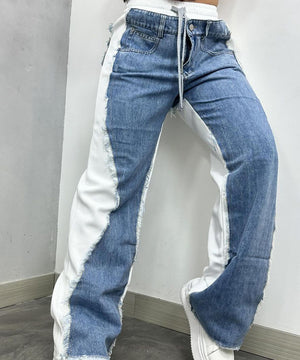 Trendy Women's Denim Pants in White Black and Red Stylish Fit
