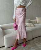 Fashionable Fish-Tail Printed Half Skirt for Women in Deep Pink and Light Pink
