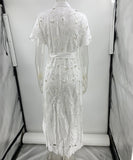 Lace Cardigan One Piece Design Single Button Closure White