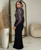 Classic Sequined Long Sleeve Dress Night Out Elegance